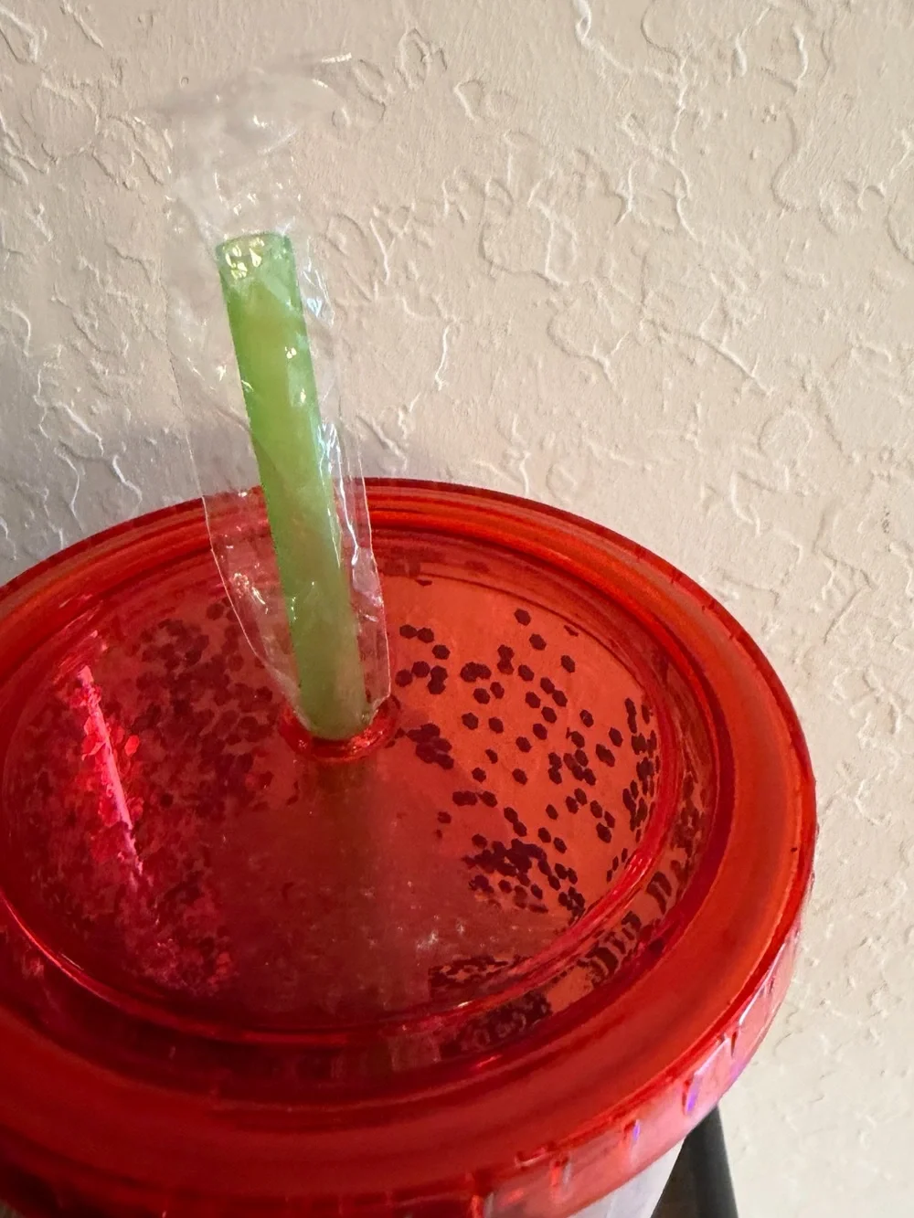 Red Glitter Tumbler with Straw